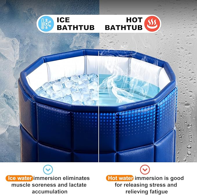 Portable Bathtub for Adult 27.5"x27.5" Collapsible Cold Plunge Bathtub Foldable No Installation Ice Bath Tub for Shower Stall, Bathroom Hot SPA Soaking Standing Tub