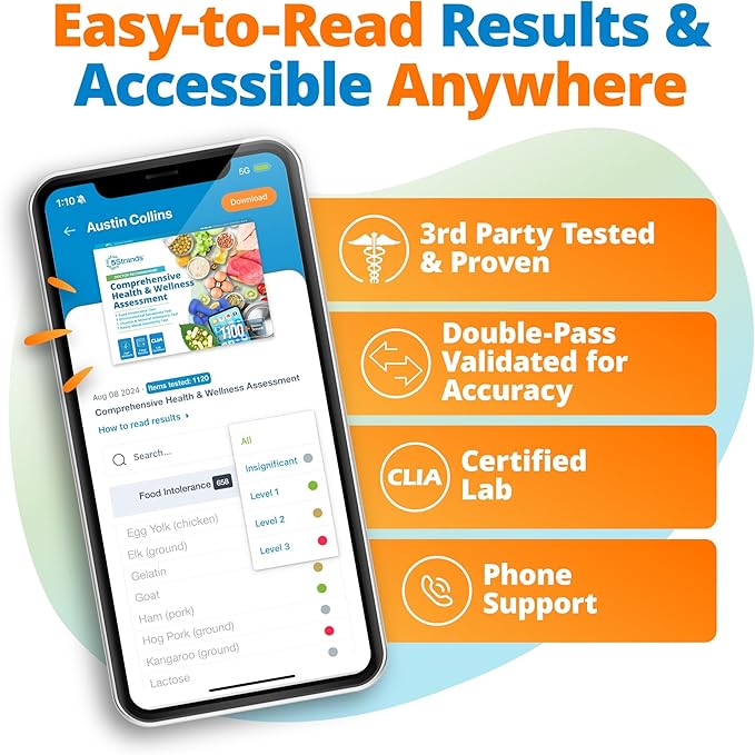 5Strands Food Intolerance, Environmental & Heavy Metal Sensitivity, and Nutritional Imbalance Test for Adults & Kids, 1119 Items Tested, Gut Health Test, Hair Analysis, Results in 4 Days