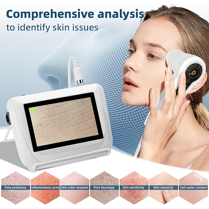 Skin Hair Analyze, Scalp Analysis Machine, 5 Inch LCD Screen Rechargeable Digital Scanner for Skin & Hair Analysis, 50x/200x DualHeads, Digital Scalp Health Detection Use for Home and Salon