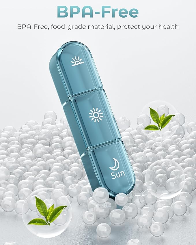 Pill Organizer 3X a Day｜Deep Blue Portable Pill Case｜7-Day Weekly Compartment｜Executive Travel Essential｜BPA-Free Health Companion｜Briefcase Must-Have