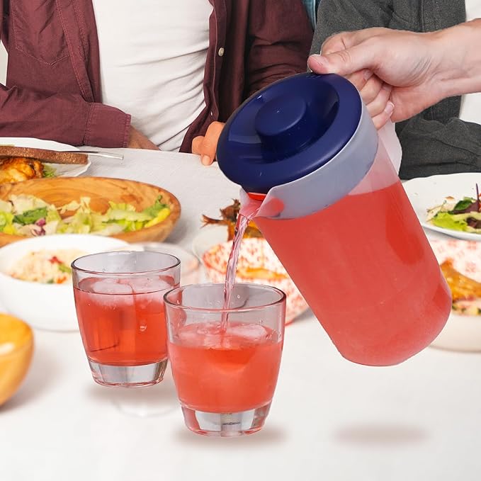 Water Pitcher with Lid 1 Gallon Pitcher, Freezer/Dishwasher Safe, BPA Free & Phthalate Free - Navy