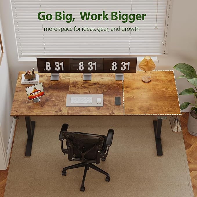 Agilestic Electric Standing Desk, 71 x 24 Inches Height Adjustable Desk, Sit Stand up for Work Office Home, Ergonomic Rising Computer Table with Memory Preset, Rustic Brown