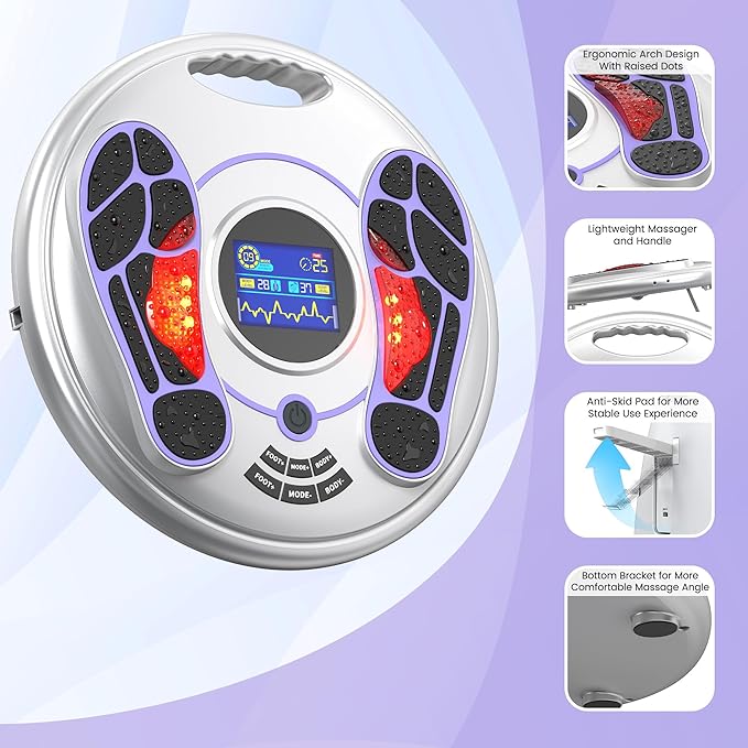 EMS Foot Massager for Neuropathy, NMES Foot Stimulator for Neuropathy Feet Massager for Circulation and Pain Relief EMS with TENS Unit Muscle Stimulator Pads