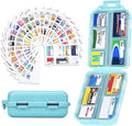 Large Blue Pill Organizer with 189 Labels, Travel Pill Case for Women (1 Pack)