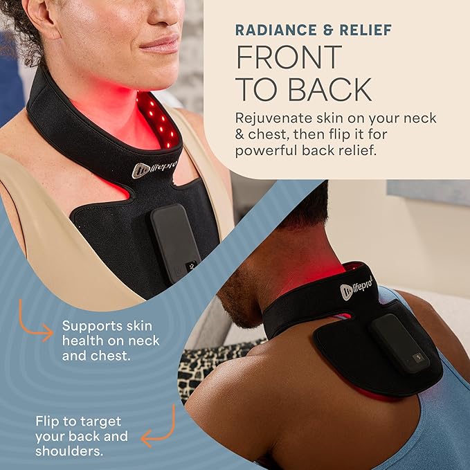 LifePro – Neck Red Light Therapy Device – Luminova Infrared Red Light Therapy for Neck and Shoulder with 660nm & 850nm LEDs – Rechargeable, Portable Support for Daily Wellness