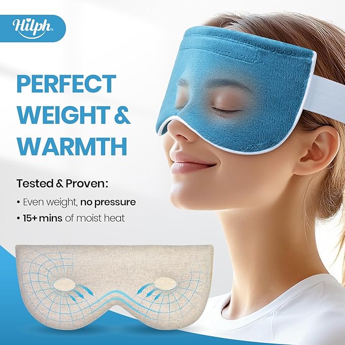 Hilph Microwave Heated Eye Mask for Dry Eyes with 3D Contoured - Zero-Pressure Design Moist Heat Therapy Warm Eey Compress to Relieve Stye, Fatigue, Migraine, Perfect for Sleeping & Meditation