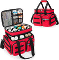 Medicine Organizer Bag with Insulated Pocket for Travel, Pill Bottle Storage Bag with 4 Customized Dividers & Shoulder Strap for Medication, Insulin and First Aid Supplies, Red (Bag ONLY)