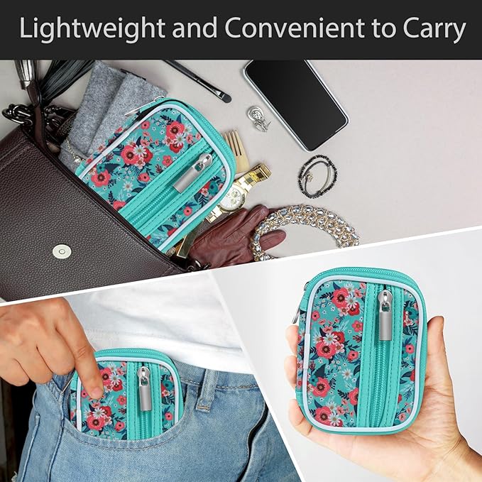 Pill Case Weekly Travel Pill Organizer for Purse with Removable 7 Day Pill Box Premium Neoprene Pill Container for Travel Purse Accessory, Vitamin, Supplement, Small Pieces Arrangement-Green