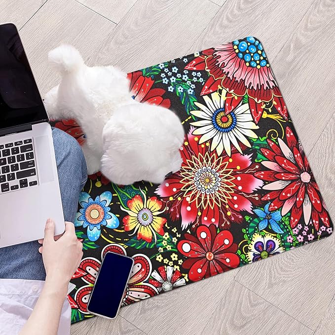 Likiyol Boho Kitchen Rugs Floral Kitchen Mats for Floor Bohemian Cushioned Anti Fatigue Mats for Kitchen Floor Non Slip Washable Kitchen Mat for Home, Sink, 18''x30'', Red