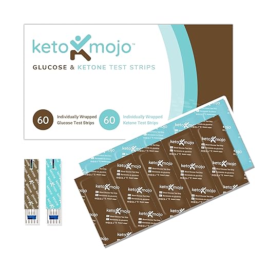 Keto-Mojo GK+ Glucose & Ketone Testing Kit with 140 Test Strips – Advanced Bluetooth Meter with Free App for Ketosis Diabetes & Metabolic Support – Includes 70 Glucose + 70 Ketone Strips