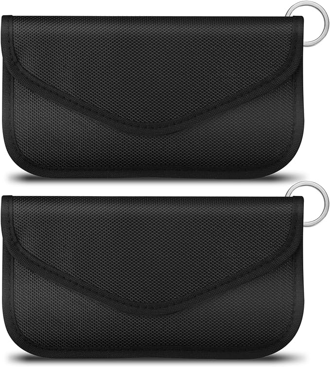 Faraday Bag for Phones & Car Keys - Signal Blocker Faraday Pouch for RFID, GPS, WiFi, Anti-Theft Key Fob Case, Anti-Tracking Privacy Protection (2 Packs)