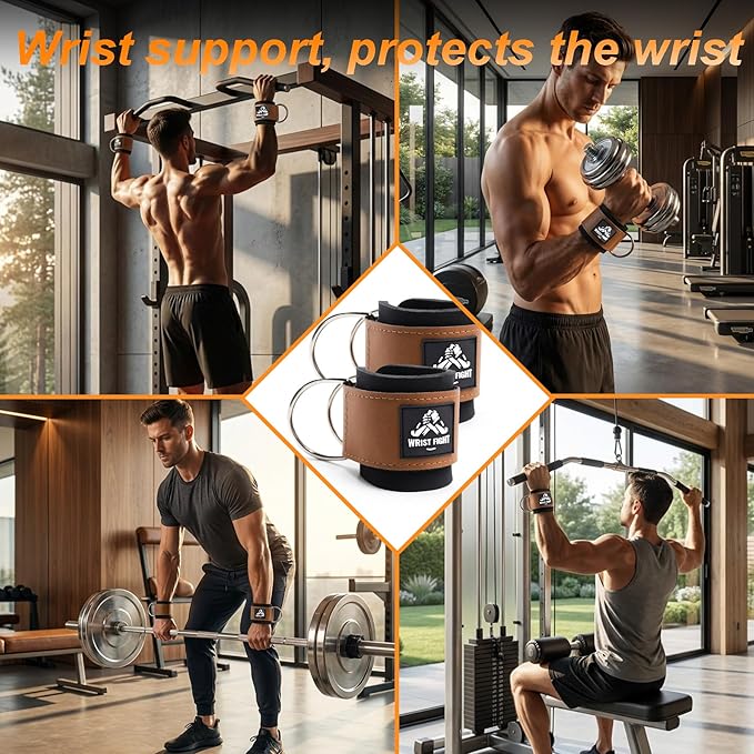 Wrist Cuffs with Dual D-Rings – Secure & Comfortable Support for Cable Machine Workouts, Lateral Raises, Arm Strength Training, and Triceps Exercises