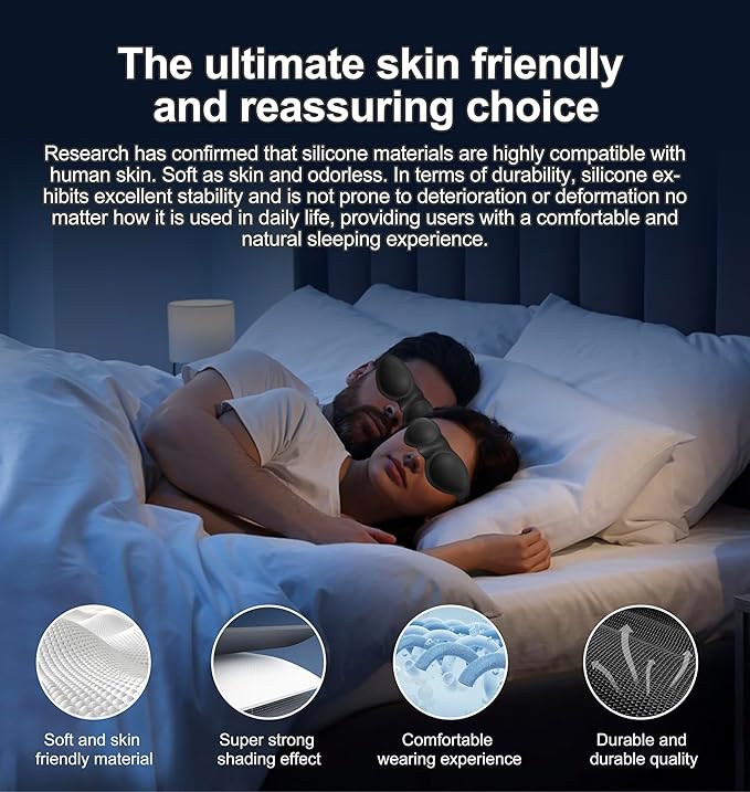 Moisture Chamber Sleep Mask for Dry Eye Syndrome, 3D Silicone Sealed Eye Cups, Washable Reusable Eye Goggles, Adjustable Strap, Soft Night Eye Protection for Severe Dry Eyes