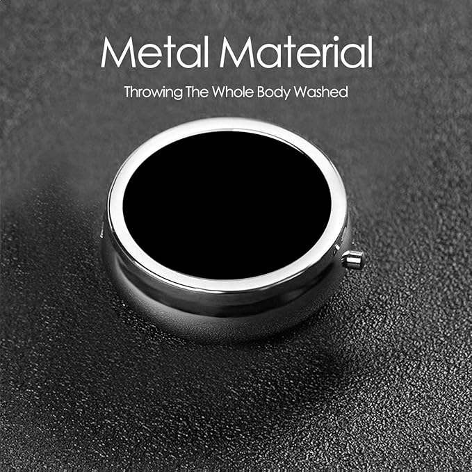 Pill Box, Medicine Pill Organizer Case Container Custom Travel Pill Holder Vitamin for Purse Med Wallet Portable Mini Pastillero Round Customizable, Black01, Personalized Gifts