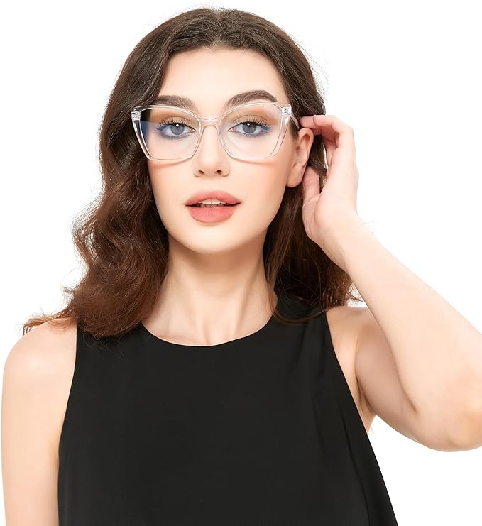 Blue Light Blocking Glasses for Women, Oversized Trendy Cat Eye Computer Gaming Glasses Anti Glare & UV Glare RF6204 (Basil Green Cateye Frame)