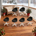 Rolling Stool Set of 6– Ergonomic Swivel Seat, Adjustable Height, Ultra-Quiet Wheels, Padded PU Leather Cushion, for Salon, Office, Massage & Medical Use Black