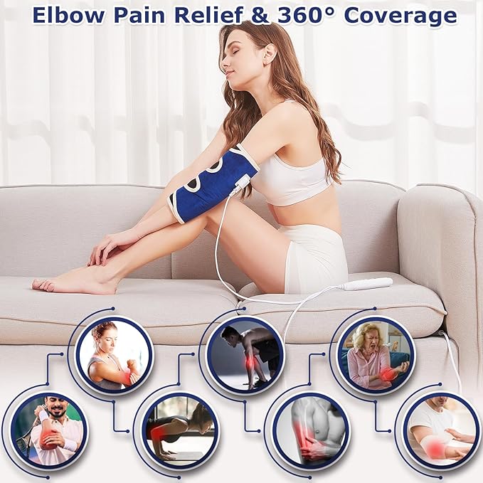 CAMECO 1 Pack Heated Elbow Brace for Tendonitis and Tennis Elbow, Arm Heating Pad Wrap for Arthritis Bursitis, Joint Pain Relief, Heating Pad for Forearm, 86℉ - 158℉, 10-90min Auto-Off