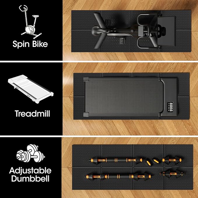 Treadmill Walking Pad Mat for Carpet and Hardwood Floors, 68"x24", 1/5" Thick Exercise Equipment Mat for Under Treadmill/Walking Pad/Bike, Textured Grip, Noise Shock Absorption