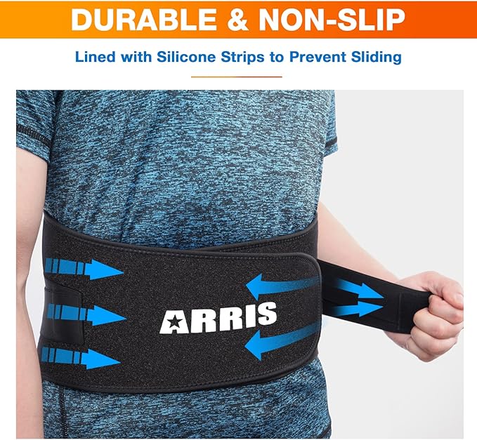 Gel Ice Pack for Back, ARRIS Back Ice Wrap with Support Belt for Pain Relief, Flexible Hot Cold Therapy Back Brace for Waist, Lower Lumbar, Injuries, Sciatic Nerve…