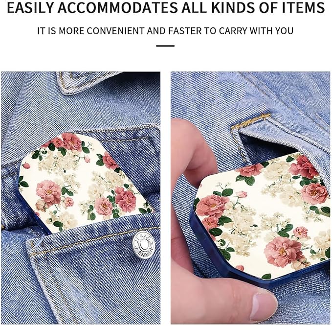 This Portable Vintage Rose Floral Pattern 6-Compartment Pillbox Can Be Placed in A Pocket Or Wallet to Store Vitamins, Medicines Fish Oil Health Supplements Other Medications.