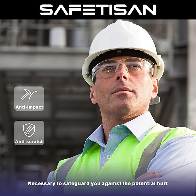 Clear Safety Glasses for Men Bulk of 24, Crystal Safety Goggles, Scratch Impact Resistant Meets ANSI Z87.1 Standard, Protective Eyewear Polycarbonate for Construction, Shooting, Lab Work