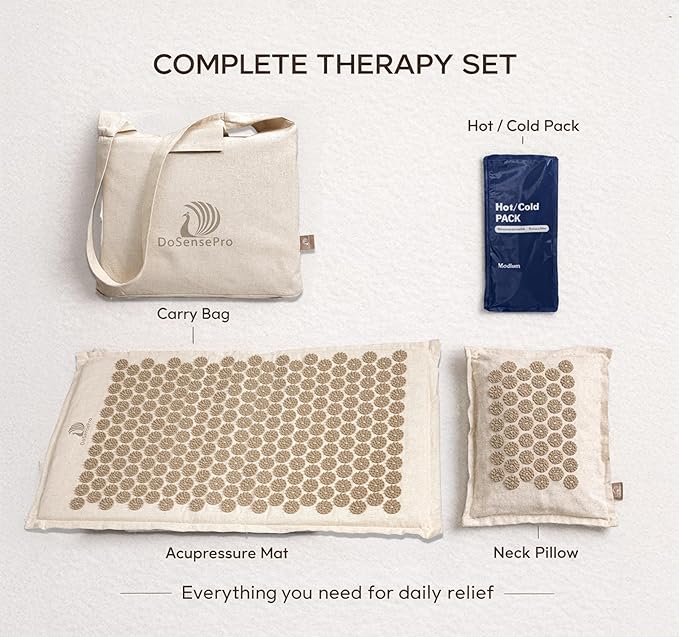 Acupressure Mat & Pillow Set for Back Pain, Neck Pain & Sciatica Relief – Extra Long Bed of Nails Mat 29” with Coconut Fiber for Stronger Pressure, Stress Relief, Muscle Recovery & Sleep – DoSensePro