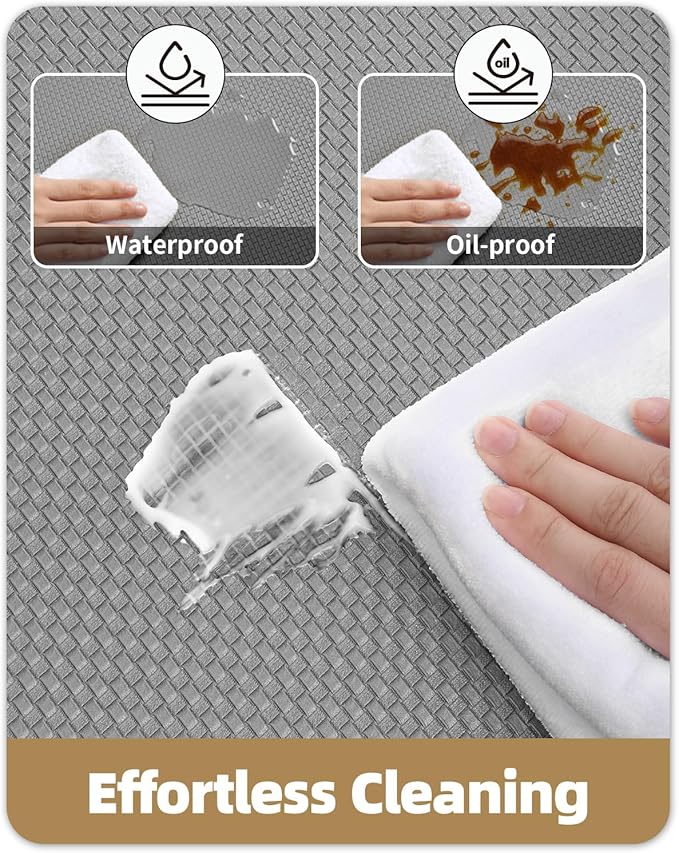 Color&Geometry Anti Fatigue Cushion Kitchen Mat for Floor -17"x79",Long,Easy Clean, Water & Oil Proof, Anti Slip, Foam Rubber Runner Rug for Front Sink Comfort Standing,Grey