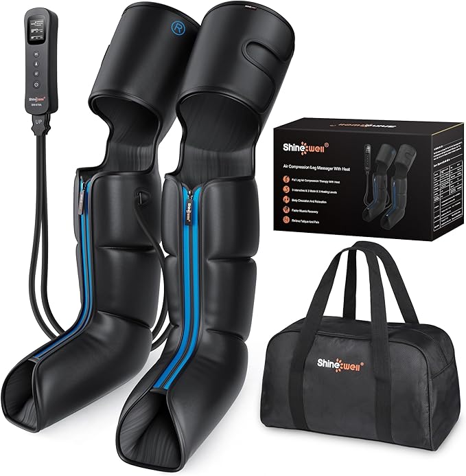 SHINE WELL Air Compression Leg Massager for Circulation and Pain Relief, Foot Calf Thigh Massager for Leg Swollen and Soreness, Gifts for Mom and Dad