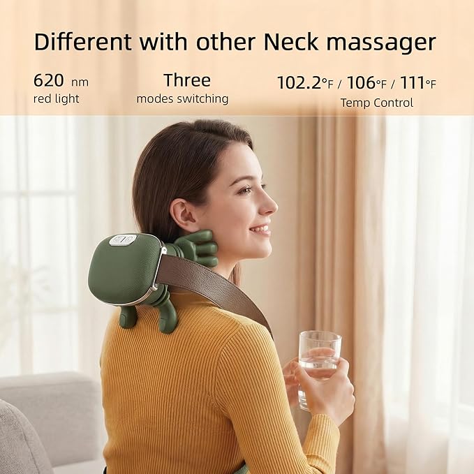 Imitated Heated Massager, Portable Shiatsu Neck and Back Massager, Electric Deep Tissue 4D Kneading Massage, Simulated Human Hand Design for Pain Relief and Muscle Relax, Rechargeable