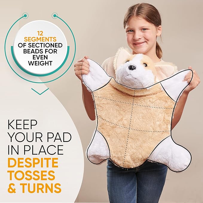 FRIENDLY CUDDLE Weighted Lap Blanket for Kids & Adults – Kids Weighted Blanket – ASD, Sensory Processing Weighted Stuffed Animals Dog Toy – Microwavable Weighted Lap Pad for Kids, 5 Lbs