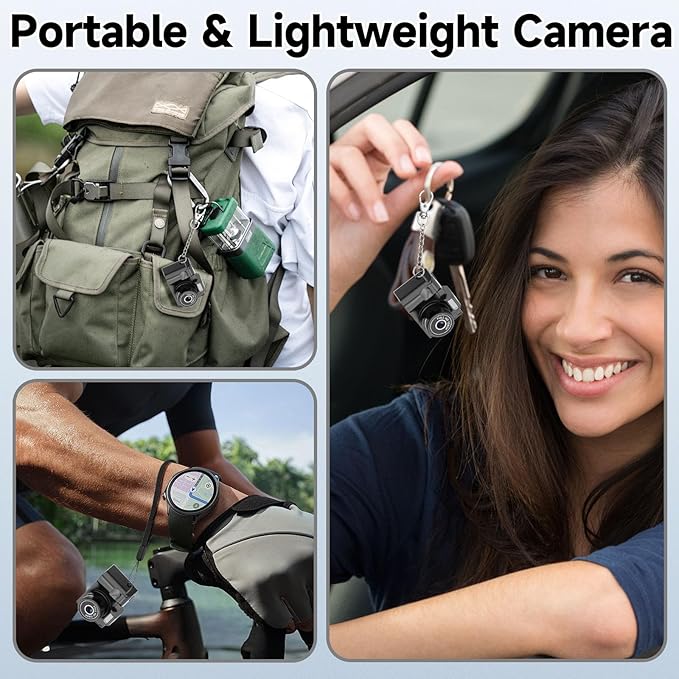 Mini Keychain Camera, Retro Snap Mini Digital Camera, 1080P Tiny Pocket Video Camera Vintage Portable Small Camcorder for Travel Vlogging, Video Recorder with 32GB Card, Black