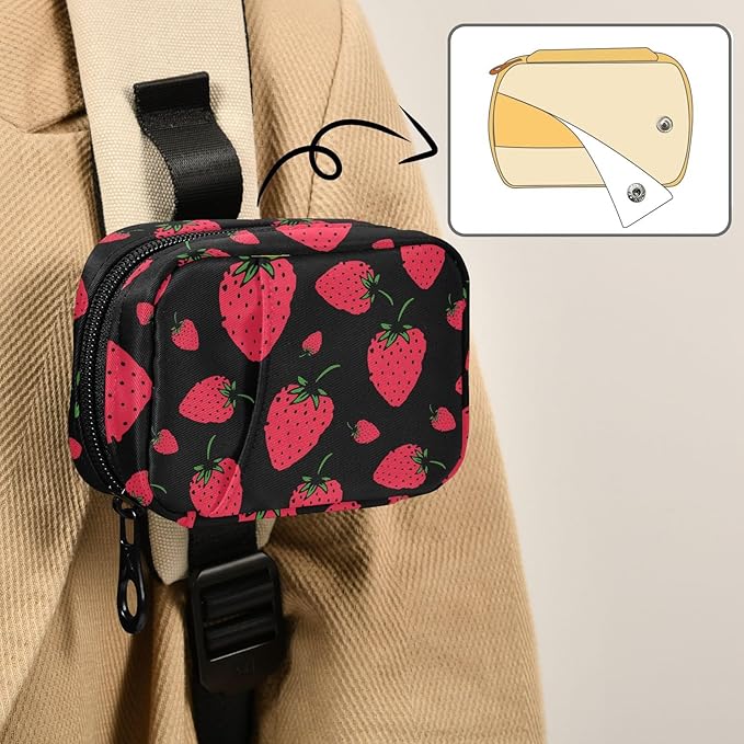 Strawberry Fruit Pill Box 7 Day Pill Case Travel Pill Organizer Bag Container for Medicine with Zipper Portable Weekly Case Compact Size for Medicine, Vitamin, Supplement