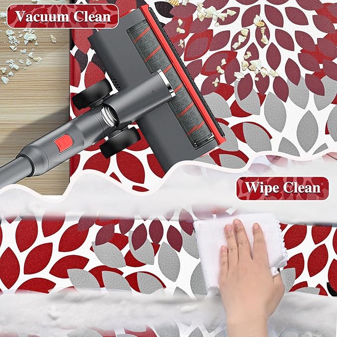 Likiyol Kitchen Rugs Boho Floral Kitchen Mats for Floor Flower Anti Fatigue Mats for Kitchen Floor Cushioned Non Slip Washable Kitchen Mat for Home, Sink, 18''x30''+18''x48'', (Red)