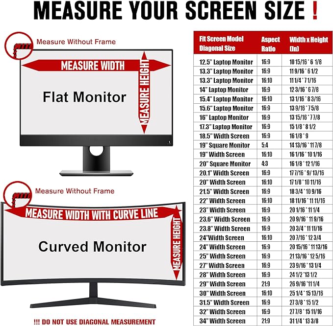 ZYY 2 Pack Computer Monitor Privacy Screens, 23.8" for 16:9 AR, Removable Anti-Glare & Privacy Filters, UV Shield & Anti-Scratch Film