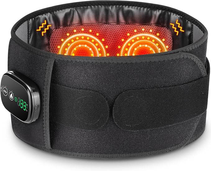 Cordless Heating Pad with Massager for Back, FSA Eligible Items List, Portable Lower Back Massager, Electric Heat Pad for Cramps, HSA Approved Products Only