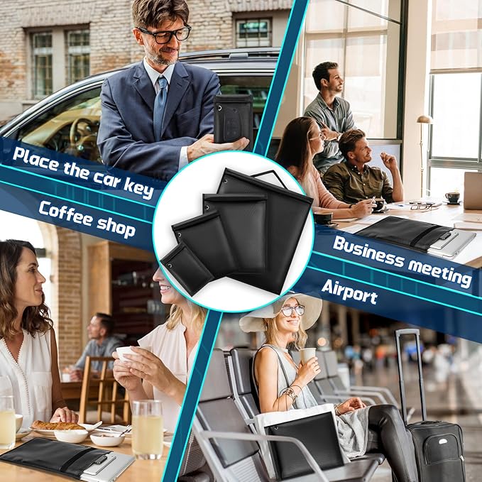 Faraday Bags, 4 Pack EMP Proof Bag for Cell Phone, Laptop, Tablet, Car Keys, Large Signal Blocking Pouches, Waterproof and Fireproof EMP Protection