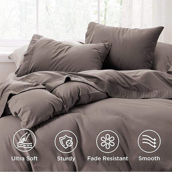 Bedsure Full Size Bed Sheets - 4 Pieces Soft Full Sheet Set - Breathable & Cooling - Hotel Luxury - Easy Care Polyester Microfiber Bedding for Women, Men, Taupe