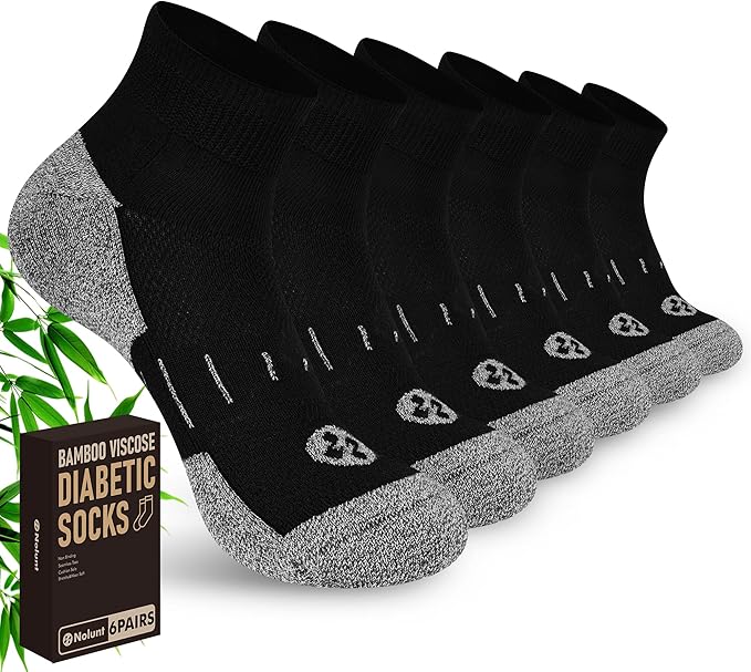 Diabetic Socks for Men,6 Pairs Ankle Mens Diabetic Socks,Diabetic Neuropathy Socks for Men Size 9-11/10-13/13-15.