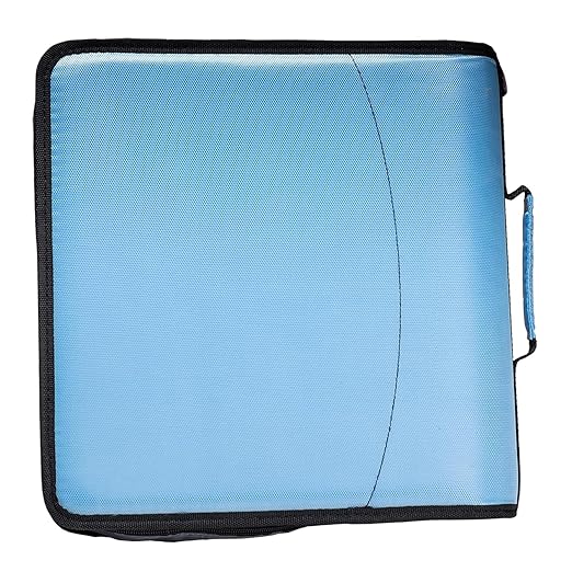 Med Manager Medicine Organizer and Portable Medical Binder, Holds (15) Pill Bottles - (11) Standard Size and (4) Large Bottles, Includes Removable 5-Tab File Folder, Light Blue, 14 x 14 x 4 inches