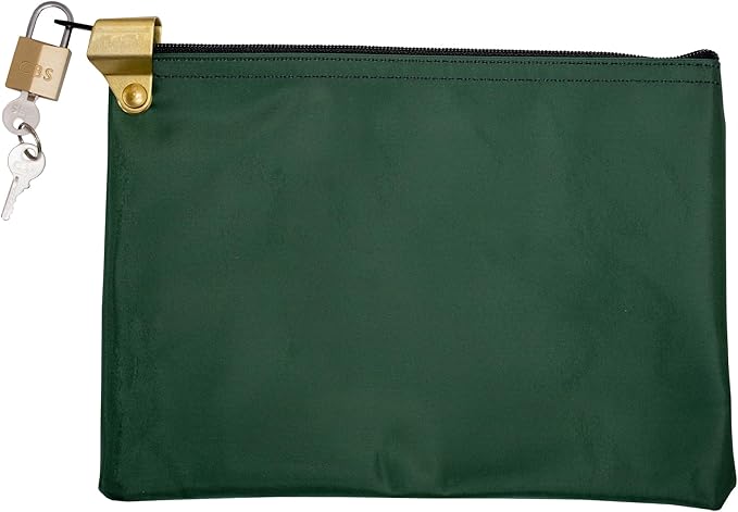 Medication Zipper Hood Security Bag with Included Padlock and Keys, Small Pill Bag, Travel Carry Pouch, Medicine Storage, 9 x 6 inches (Forest Green)