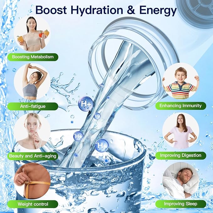 Hydrogen Water Bottle Generator, 2500ppb Portable Water Ionizer Machine with SPE/PEM Technology in 3-Minute Electrolysis, Rechargeable Hydrogen Rich Glass Cup for Home Office Travel & Fitness, Black