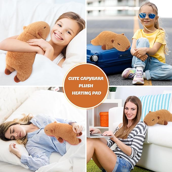 1.8lb Weighted Capybara Microwavable Heating Pad-14‘’Weighted Capybara Heating Pads for Cramps &Period Pain Relief for Women,Heatable & Coolable Stuffed Animals Bedtime Birthday Gift for Women Kids