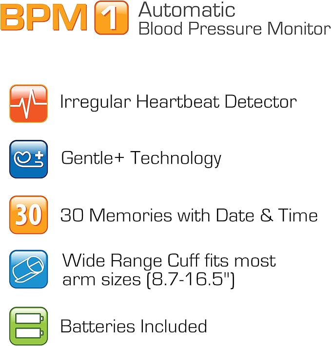 Microlife Series 200 Automatic Upper Arm Blood Pressure Monitor, Wide-Range Cuff Fits Most Adult Arms up to 16.5 in/Large, (Stores 30 Results), Compact Digital Blood Pressure Machine, Storage Pouch