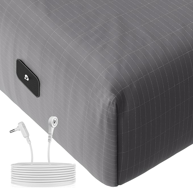 Grounding Fitted Sheets Twin Size, Grounding Sheets Twin with 10% Silver Fiber, 15'' Deep Pocket Grounded Fitted Bed Sheets for Better Sleep & Wellness, 39" x 75"x15", Gray