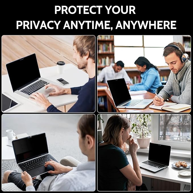 Magnetic 4 Way Privacy Screen for Macbook Pro 16 Inch (2021-2026, M1, M2, M3, M4, M5), Removable Matte Anti Glare Blue Light Protector, 360 Private Security Filter for Mac Laptop Computer