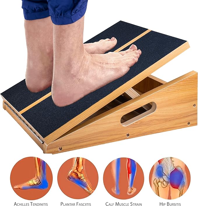Professional Wooden Slant Board, 5 Positions Adjustable Slant Board for Calf Stretching Squats Incline Board and Calf Stretcher, Slant Squat Board for Knees Ankle Heel Feet Leg