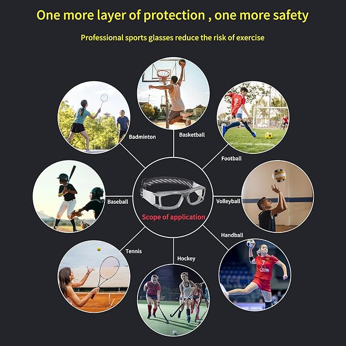 Sport Glasses for Men Women Basketball Football Sport Goggles Anti Fog Shock Collision Wearable Glasses