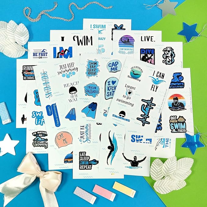 BulbaCraft Adult Swim Stickers, Swimming Stickers, Swimmer Decals, Swimmer Gifts, Swim Party Favors, Gifts for Women & Men