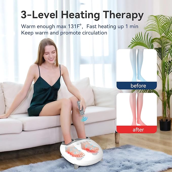 COMFIER Shiatsu Foot Massager with Heat, Kneading and Vibration Heated Foot Feet Massager for Neuropathy Plantar Fasciitis