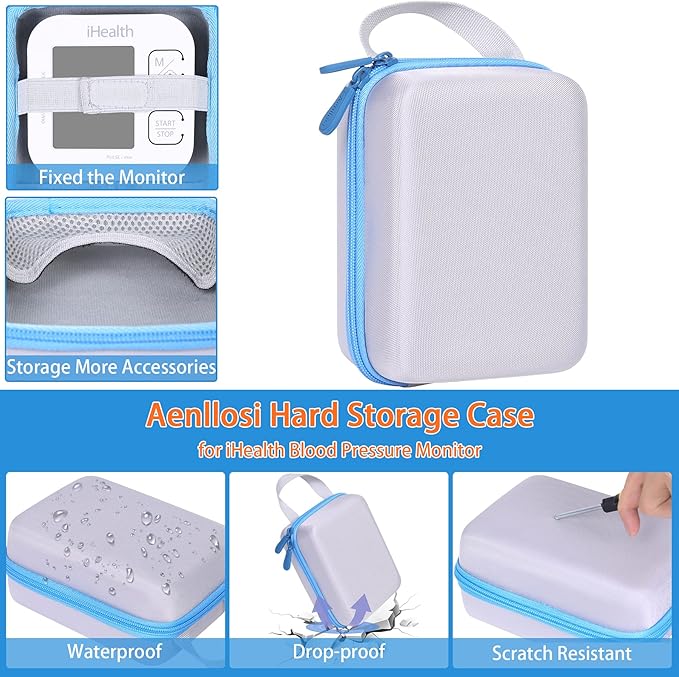 Aenllosi Hard Storage Case Replacement for iHealth Track Smart Upper Arm Blood Pressure Monitor,Holder for Batteries & Fingertip Oximeter(Case Only)